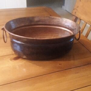 Copper-Tone Oval Decorative Serving Tub with Handles